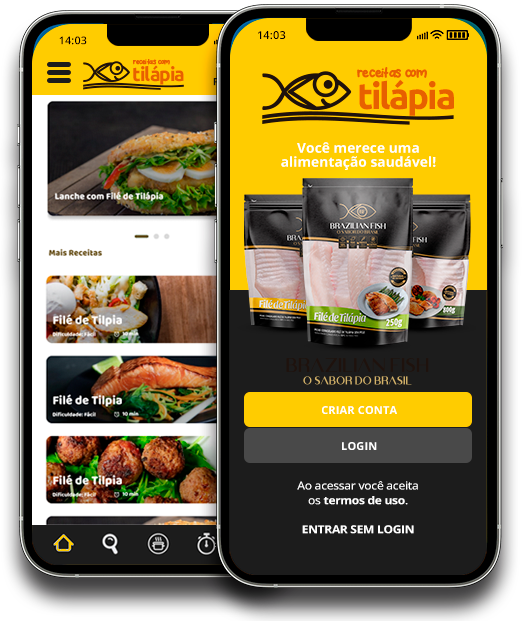 Aplicativo Receitas com Tilápia, aproveite o melhor filé de tilápia do Brasil